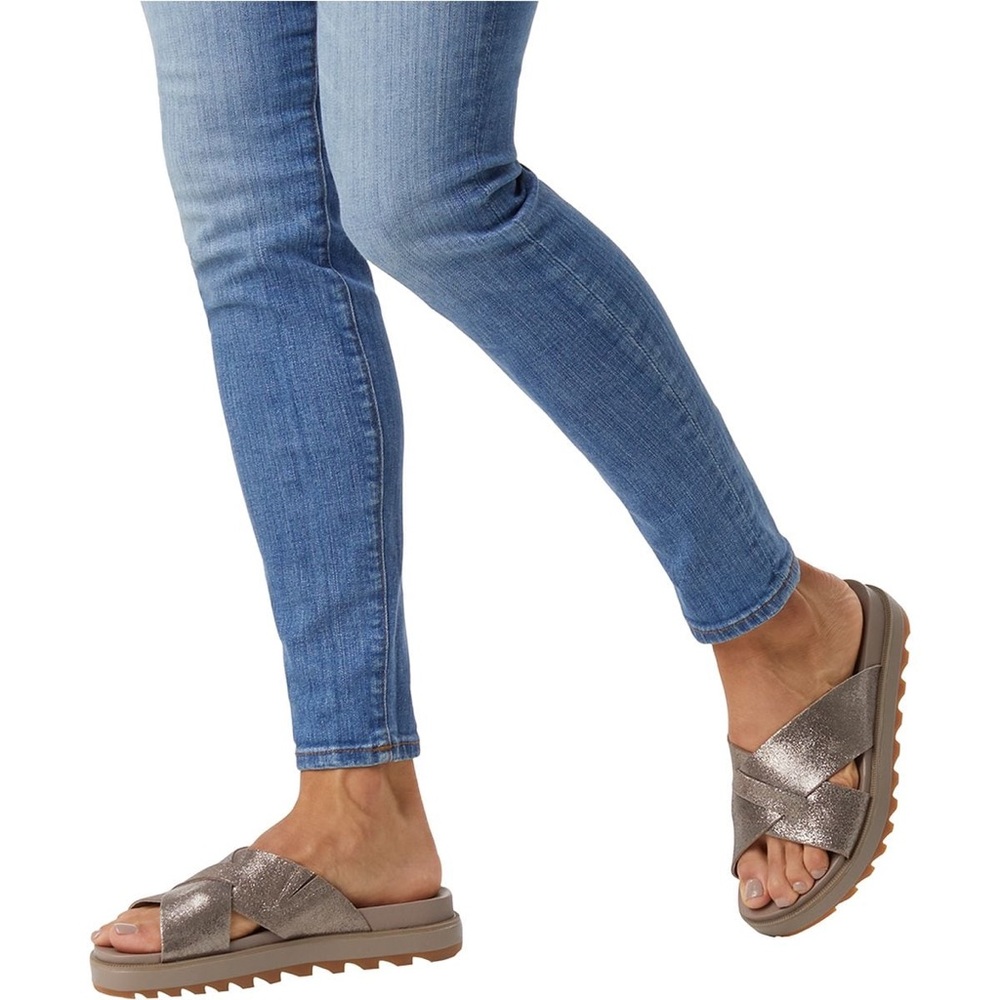 Gold slide on sandals